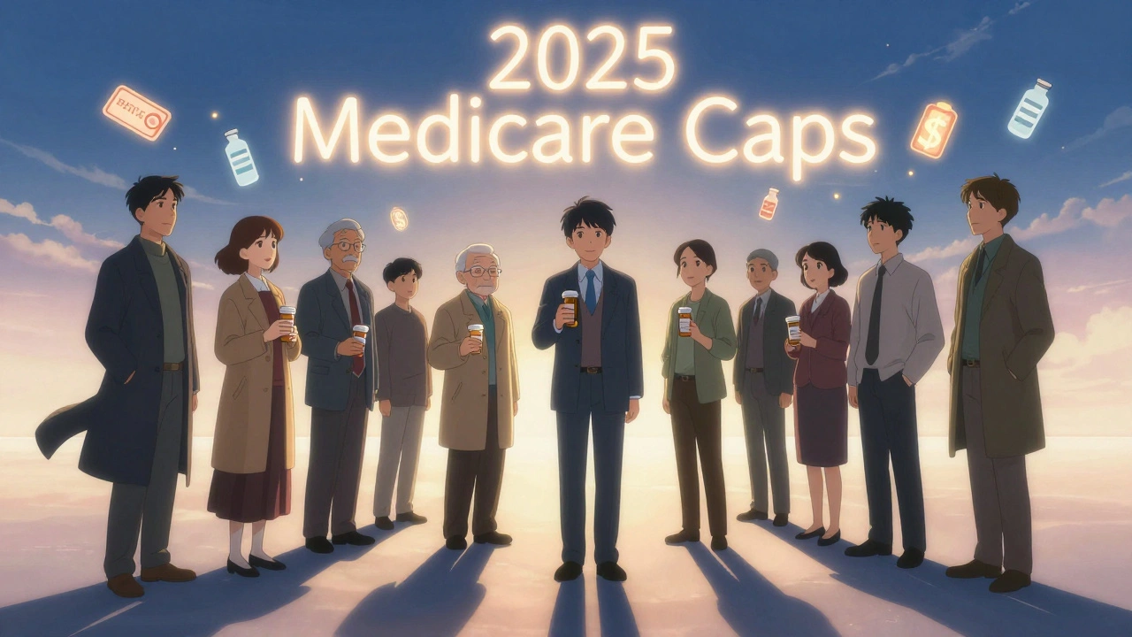 Diverse group of people walking toward light with prescription bottles and discount icons