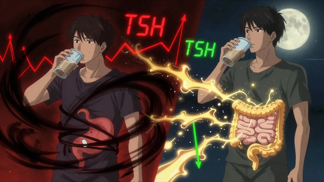 Split scene: chaotic absorption with whey protein vs. smooth absorption with pea protein and golden energy.