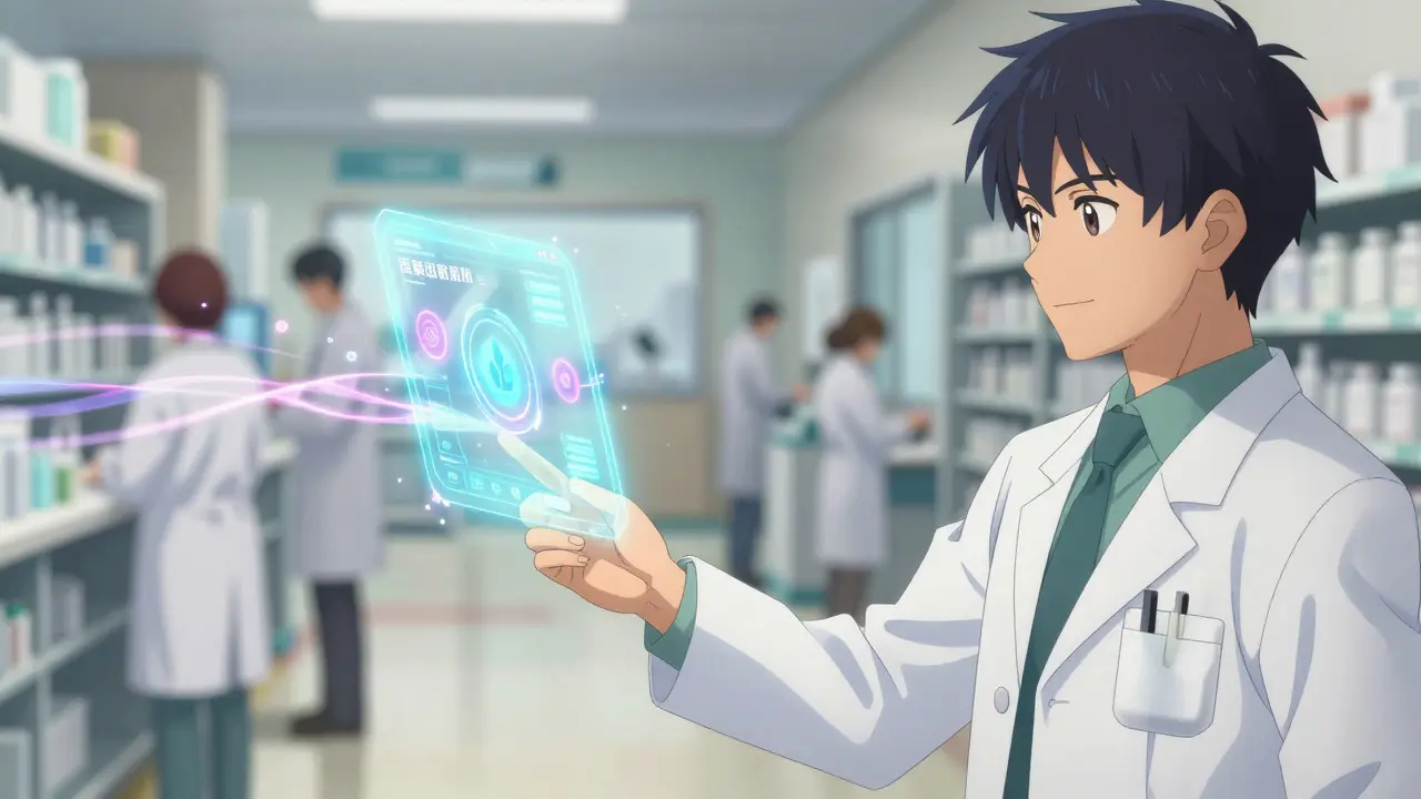 Pharmacist using AI for personalized continuing education