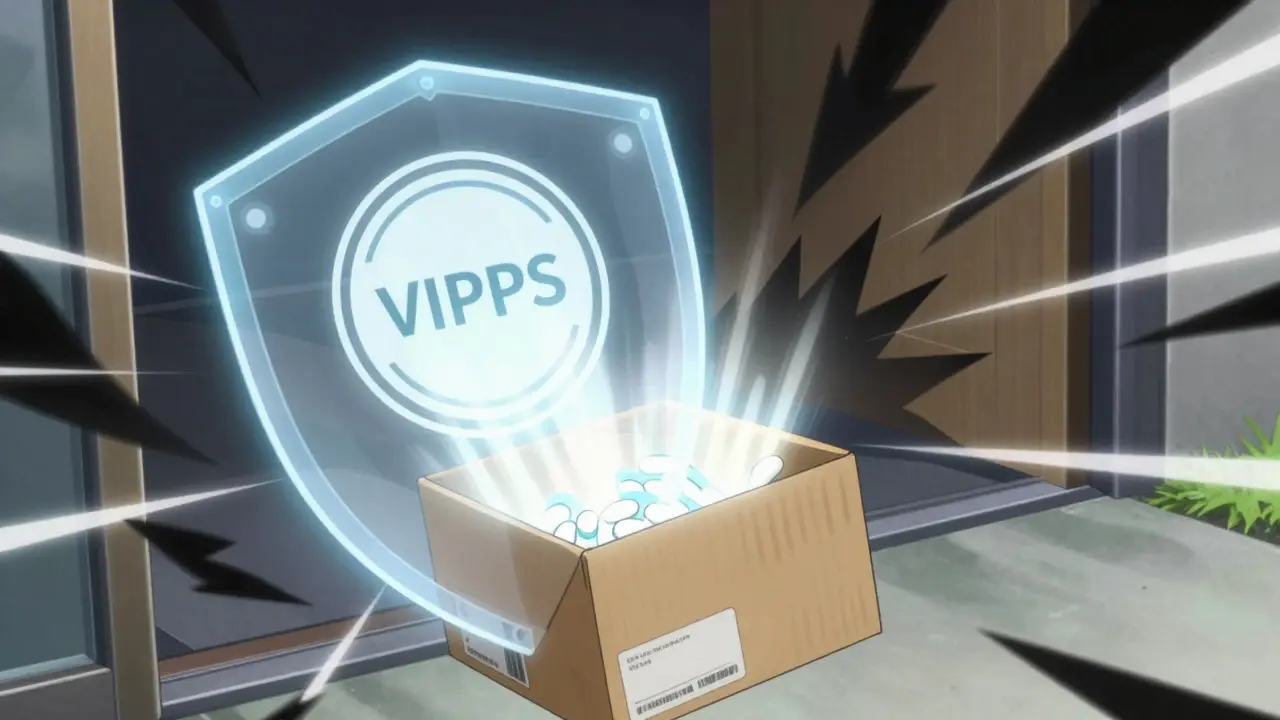 Secure delivery of verified generic medication in Ufotable anime style